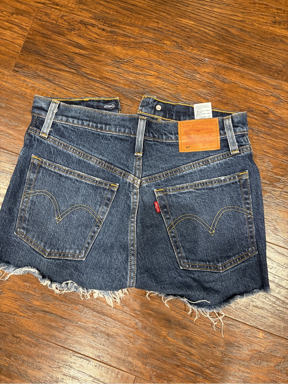 Levi's Dark Blue Denim Cutoff Jean Shorts with Frayed Hem